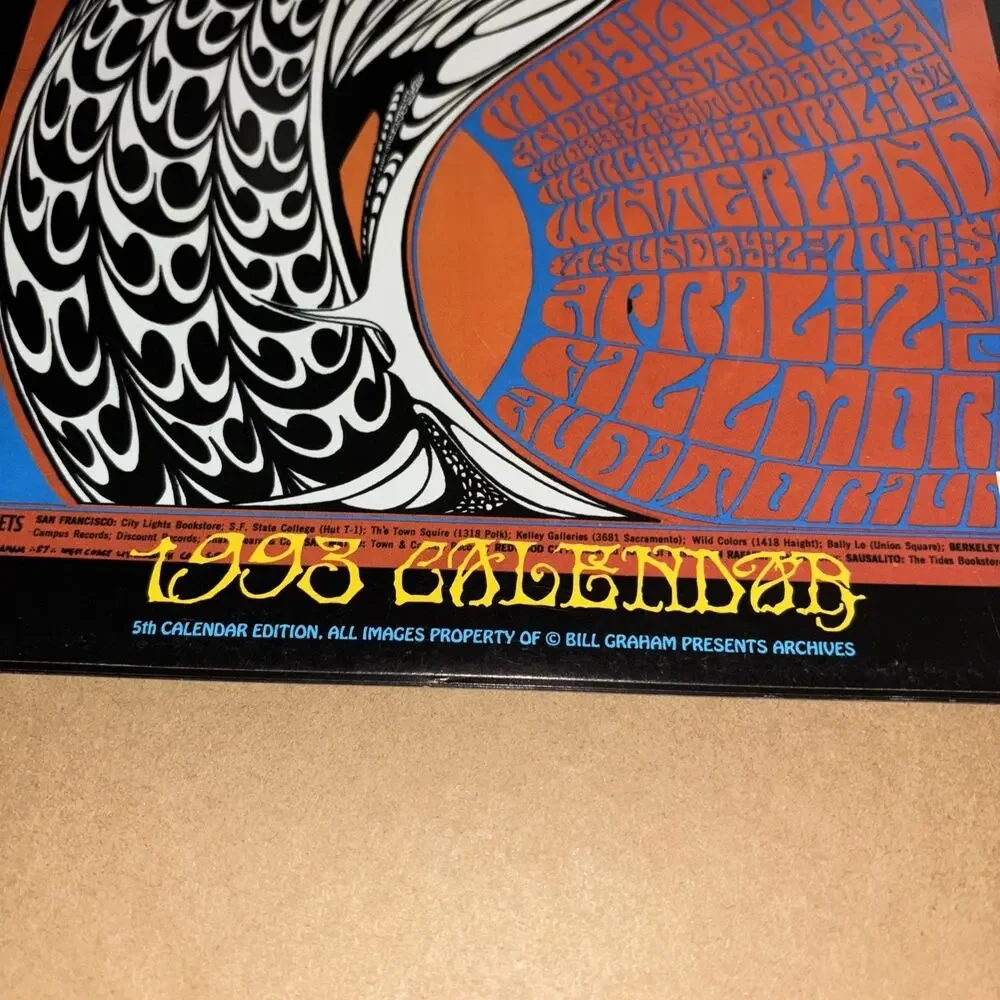 Vintage 1993 Fillmore Posters Calendar Excellent Condition